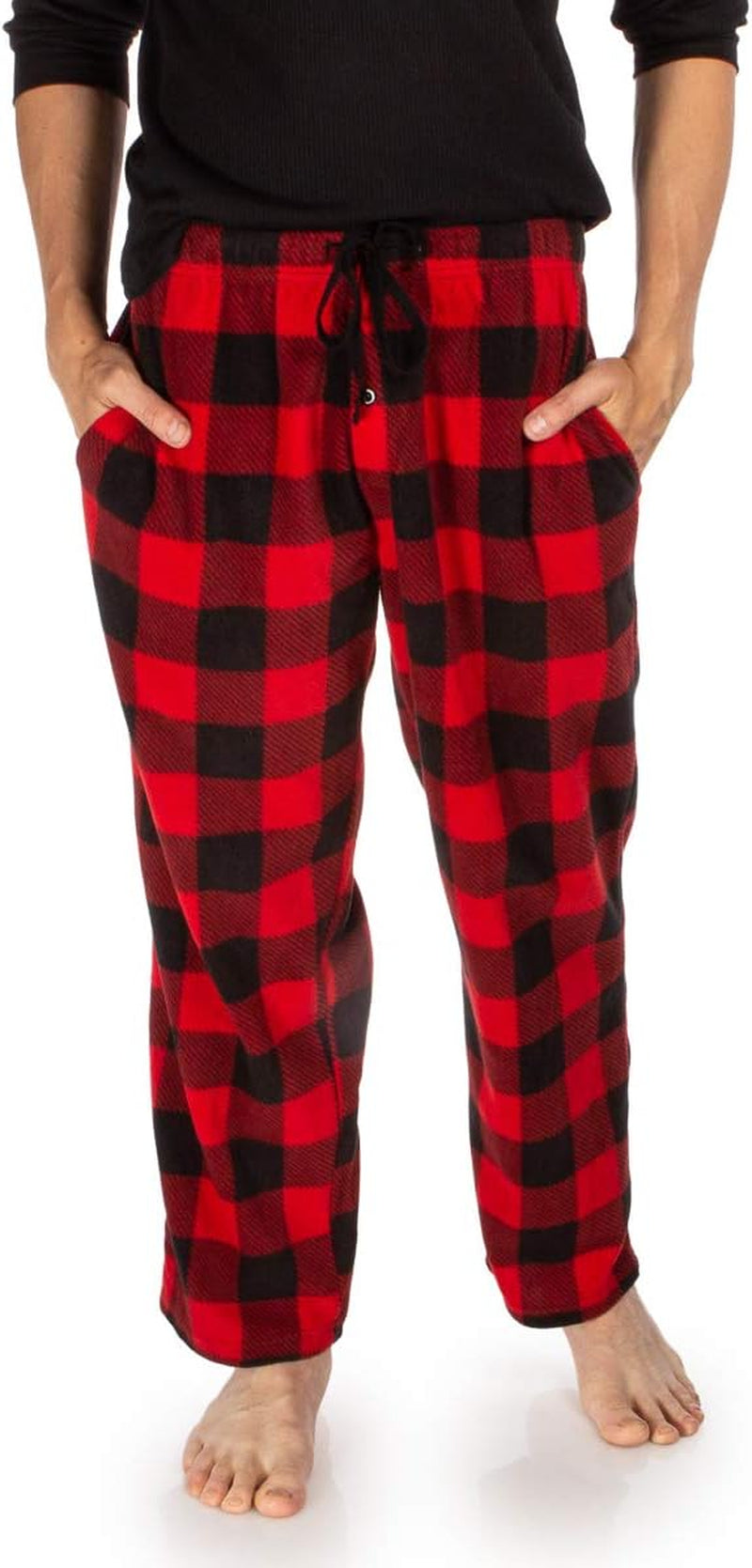 1Pack or 3Pack Mens PJ Pajama Pants Bottoms Fleece Lounge Pants Sleepwear Plaid Pjs with Pockets Microfleece