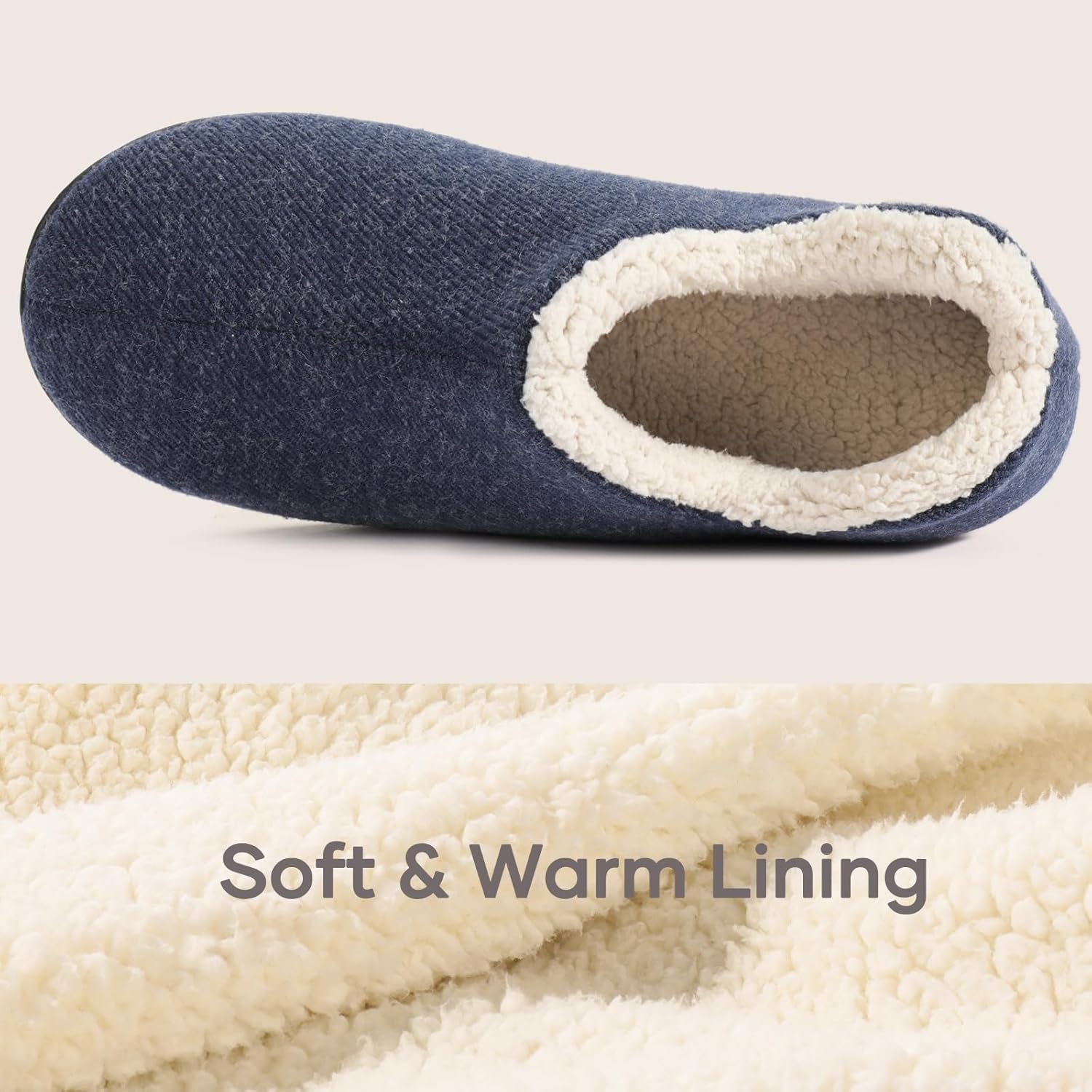 Women’S Cozy Faux Sherpa Fleece Slippers with Drawstring, Memory Foam Closed Back House Shoes with Nonslip Rubber Sole for Indoor and Outdoor