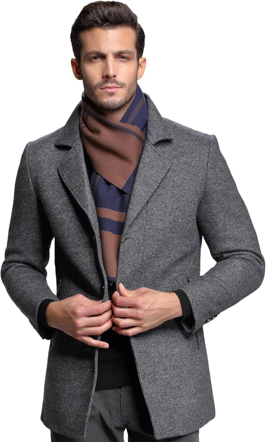 Men'S Winter Cashmere Feel Australian Wool Soft Warm Knitted Scarf