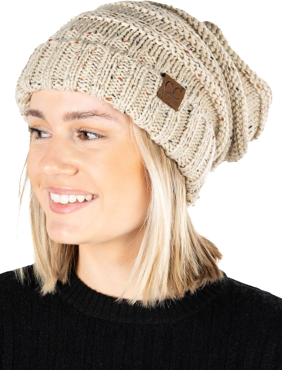 Trendy Warm Oversized Chunky Soft Oversized Cable Knit Slouchy Beanie